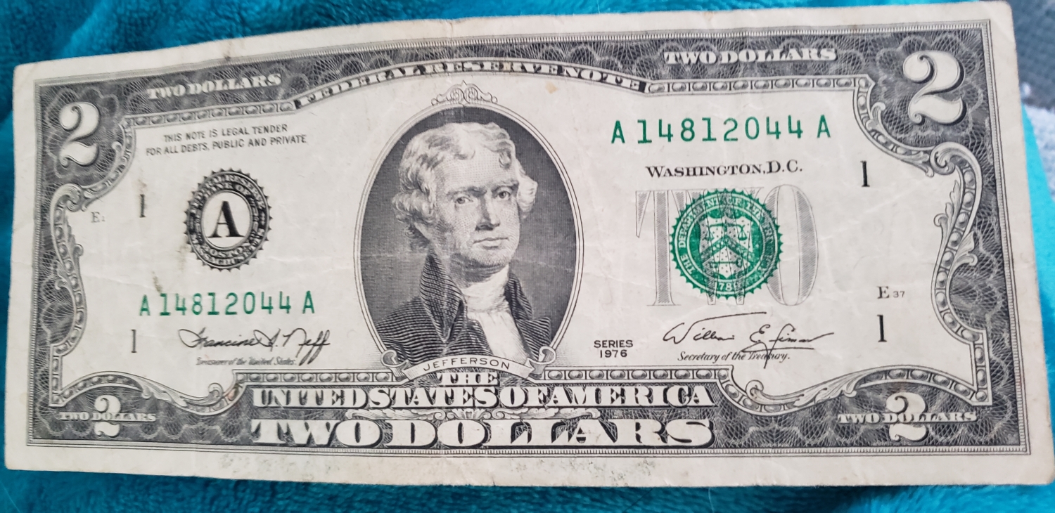 2 Dollar Bill 1776 ID 8416